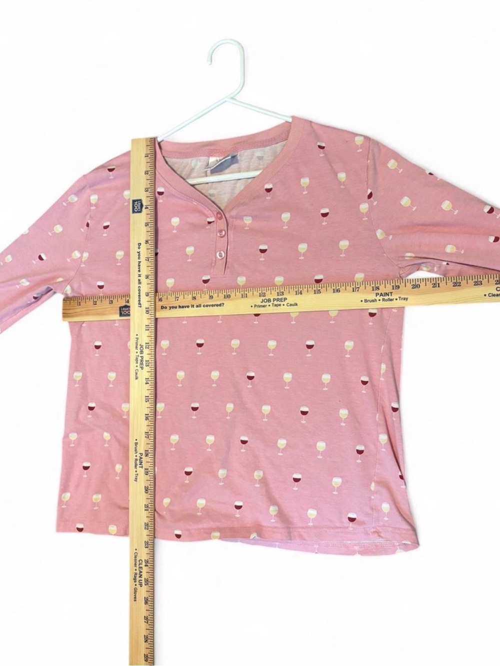 Serra Pink Long-Sleeve Henley with Wine Glass Print - Picture 4 of 4